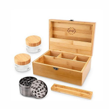 Rectangle large lockable wholesale removable dividers bamboo stash box for smoking accessories